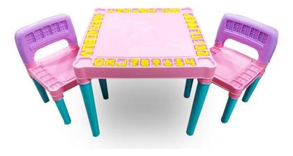 Imagem de Mesa Mesinha Infantil Com 2 Cadeiras Educativa Tritec Rosa