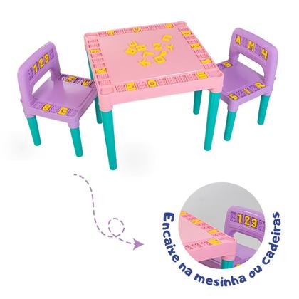 Imagem de Mesa Mesinha Infantil Criança 2 Cadeiras Alfabeto Educativa