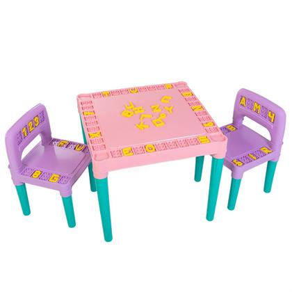 Imagem de Mesa Mesinha Infantil Criança 2 Cadeiras Alfabeto Educativa