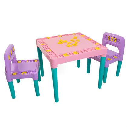 Imagem de Mesa Mesinha Infantil Criança 2 Cadeiras Alfabeto Educativa