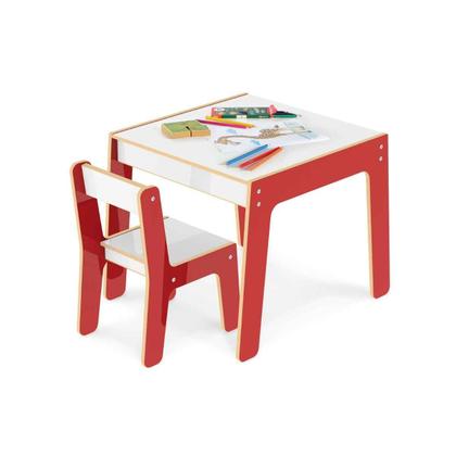 Imagem de Mesa Mesinha Infantil De Madeira Com 1 Cadeira Cadeirinha Junges Várias Cores Crianças Até 40Kg
