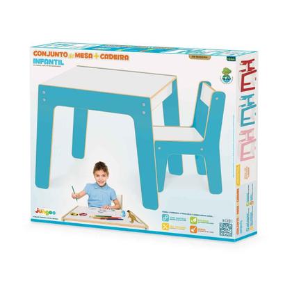 Imagem de Mesa Mesinha Infantil De Madeira Com 1 Cadeira Cadeirinha Junges Várias Cores Crianças Até 40Kg