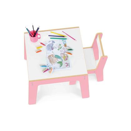 Imagem de Mesa Mesinha Infantil De Madeira Com 1 Cadeira Cadeirinha Junges Várias Cores Crianças Até 40Kg