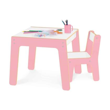 Imagem de Mesa Mesinha Infantil De Madeira Com 1 Cadeira Cadeirinha Junges Várias Cores Crianças Até 40Kg