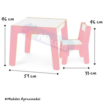 Imagem de Mesa Mesinha Infantil De Madeira Com 1 Cadeira Cadeirinha Junges Várias Cores Crianças Até 40Kg