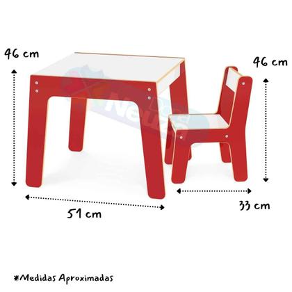 Imagem de Mesa Mesinha Infantil De Madeira Com 1 Cadeira Cadeirinha Junges Várias Cores Crianças Até 40Kg
