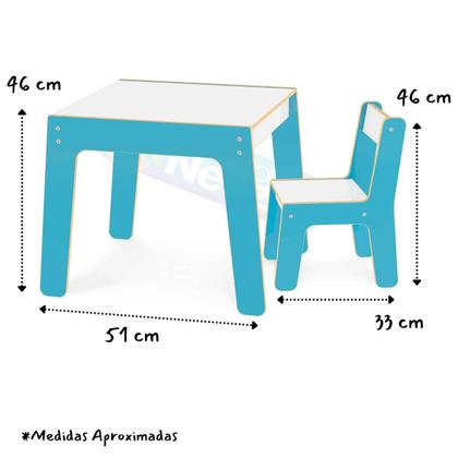 Imagem de Mesa Mesinha Infantil De Madeira Com 1 Cadeira Cadeirinha Junges Várias Cores Crianças Até 40Kg