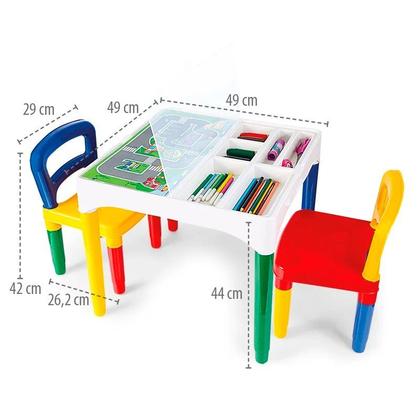 Imagem de Mesa Mesinha Infantil Didática com Adesivos e Cadeiras Poliplac Educativa