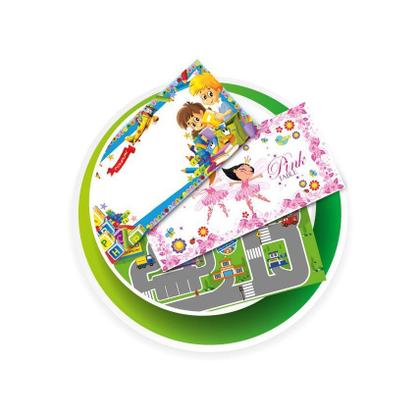 Imagem de Mesa Mesinha Infantil Didática com Adesivos e Cadeiras Poliplac Educativa