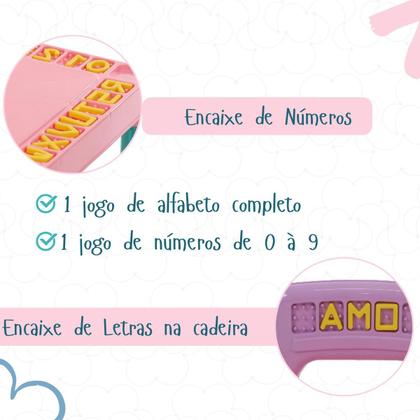 Imagem de Mesa Mesinha Infantil Plástico Didática Com 2 Cadeiras Menino Menina Letras Números