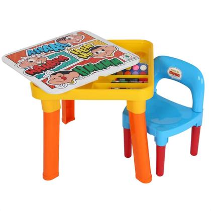 Imagem de Mesa Mesinha monica cebolinha Didática Com Cadeira divisória