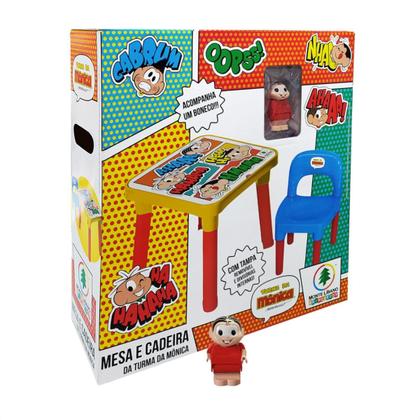 Imagem de Mesa Mesinha monica cebolinha Didática Com Cadeira divisória