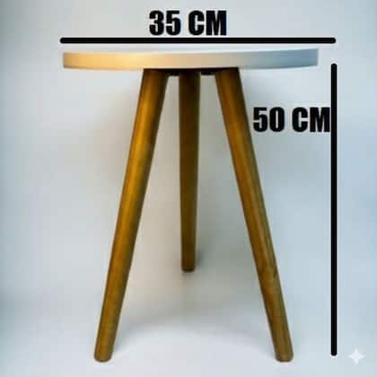 Imagem de Mesa Mesinha Redonda De Centro Canto Apoio Tampo MDF Rustico Tripé Retro Pe Palito Madeira Maciça Decoração