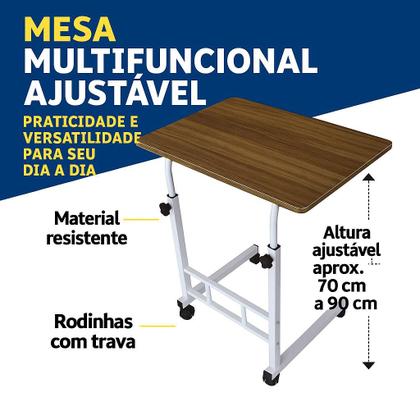 Imagem de Mesa Multifuncional Ajustável com Rodinhas Home Office Sala
