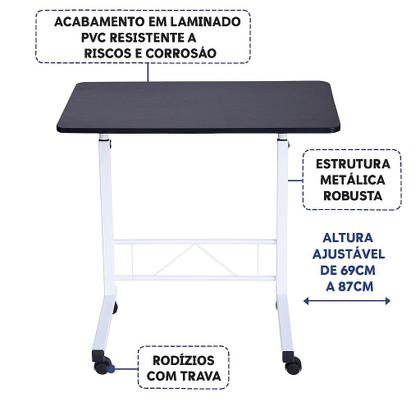 Imagem de Mesa Multifuncional Ajustável com Rodinhas Home Office Sala