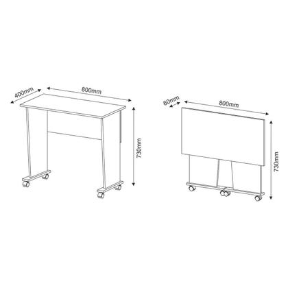 Imagem de Mesa Multiuso Casal Dobrável ME4117 c/ Rodízios Amêndoa - Tecno Mobili