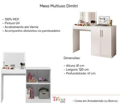 Imagem de Mesa Multiuso com Gavetas Espaçosas - Beleza e Praticidade no Dia a Dia