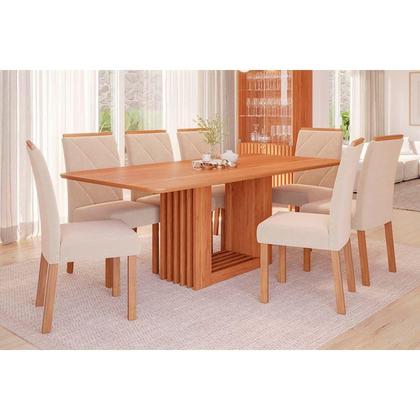 Imagem de Mesa Multiuso Cozinha Ariela c/ Tampo Madeirado 210x100cm Cinamomo - Cimol