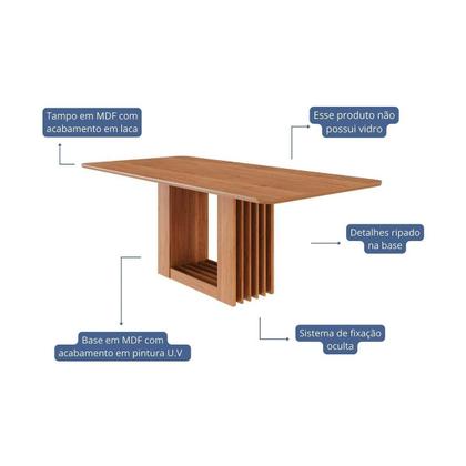 Imagem de Mesa Multiuso Cozinha Ariela c/ Tampo Madeirado 210x100cm Cinamomo - Cimol