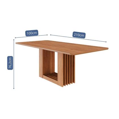 Imagem de Mesa Multiuso Cozinha Ariela c/ Tampo Madeirado 210x100cm Cinamomo - Cimol