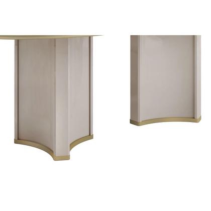 Imagem de Mesa Multiuso Cozinha Liz c/ Tampo Madeirado c/ Vidro Oval 218x108cm Off White/Off White - DJ Móveis