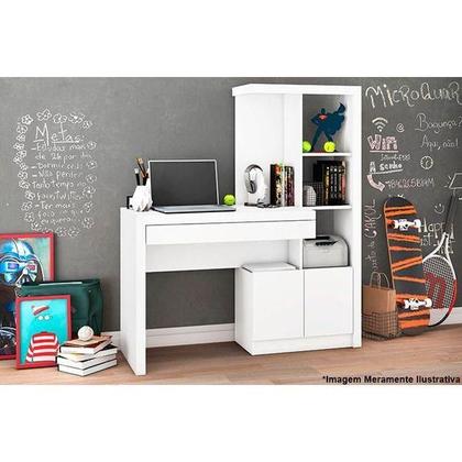 Imagem de Mesa Multiuso Escritório ME4143 c/ 2 Portas e 1 Gaveta Branco - Tecno Mobili