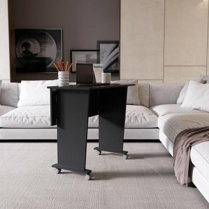 Imagem de Mesa Multiuso para Computador Escrivaninha Dobrável 80cm com Rodízio Preta ME4117 Tecnomobili