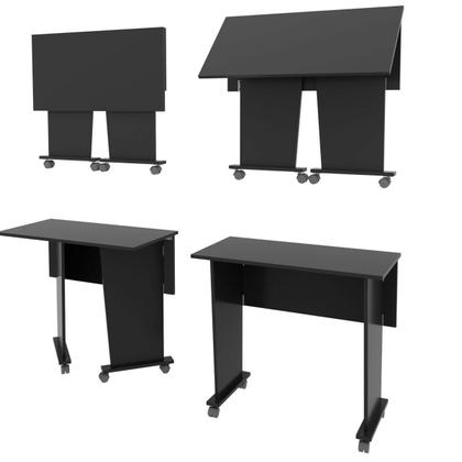 Imagem de Mesa Multiuso para Computador Escrivaninha Dobrável 80cm com Rodízio Preta ME4117 Tecnomobili