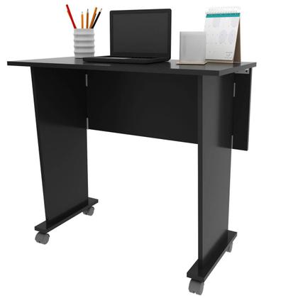 Imagem de Mesa Multiuso para Computador Escrivaninha Dobrável 80cm com Rodízio Preta ME4117 Tecnomobili