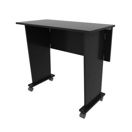 Imagem de Mesa Multiuso para Computador Escrivaninha Dobrável 80cm com Rodízio Preta ME4117 Tecnomobili