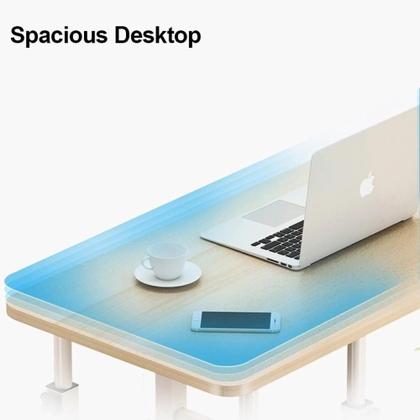 Imagem de Mesa multiuso para notebook estudos altura ajustavel para cadeira cama sofa com rodinhas marfim