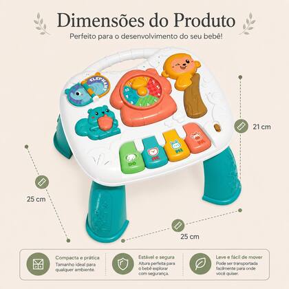 Imagem de Mesa Musical Educativa Zoo Zippy com Luzes e Piano Infantil