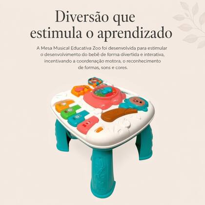 Imagem de Mesa Musical Educativa Zoo Zippy com Luzes e Piano Infantil