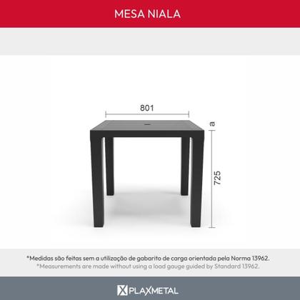 Imagem de Mesa Niala Quadrada Tampo Plastico Preto Plaxmetal