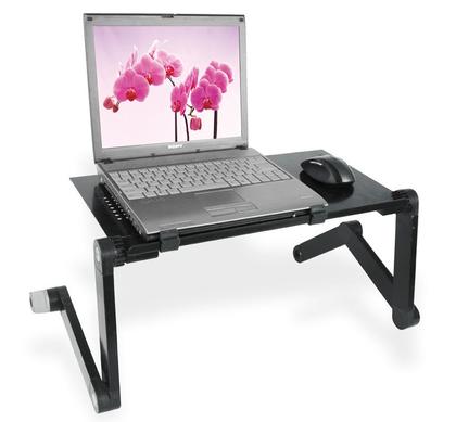 Imagem de Mesa Notebook com Cooler Ventilador Dobrável Portátil em Alumínio Articulável para Mesa Cama E Sofá