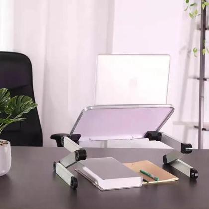Imagem de Mesa notebook dobravel aluminio multifuncional suporte ajustavel articulavel 360 mousepad portatil cama sofa home offic