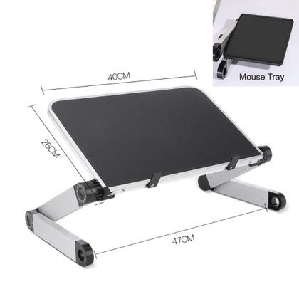 Imagem de Mesa Notebook Dobravel Aluminio Multifuncional Suporte Ajustavel Articulavel 360 Mousepad Portatil Cama Sofa Home Offic