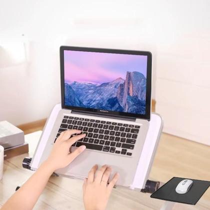 Imagem de Mesa Notebook Dobravel Aluminio Multifuncional Suporte Ajustavel Articulavel 360 Mousepad Portatil Cama Sofa Home Offic