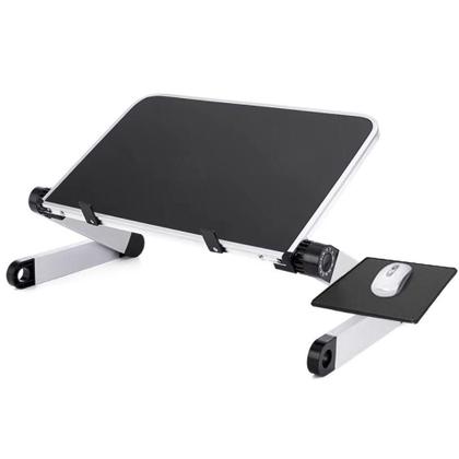 Imagem de Mesa Notebook Dobravel Aluminio Multifuncional Suporte Ajustavel Articulavel 360 Mousepad Portatil Cama Sofa Home Offic