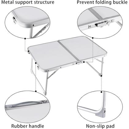 Imagem de Mesa Notebook Dobrável Portátil com Alça 60x45cm  Suporte para Laptop, Estudo, Cama, Sofá, Camping, Estrutura em Alumínio e Tampo MDF