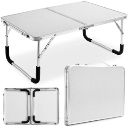 Imagem de Mesa Notebook Dobrável Portátil com Alça 60x45cm  Suporte para Laptop, Estudo, Cama, Sofá, Camping, Estrutura em Alumínio e Tampo MDF
