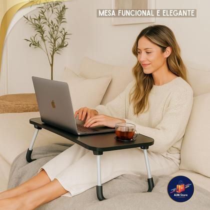 Imagem de Mesa Notebook Portátil E Dobrável Suporte Sofá Cama Estudos