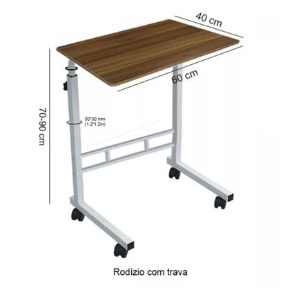 Imagem de Mesa Notebook Rodinhas Altura Ajustavel Home Office Multifuncional Computador Escrivaninha Sala Marrom