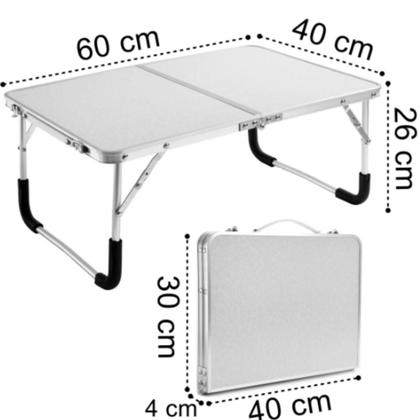 Imagem de Mesa Notebook Vira Maleta Suporte Estudo Laptop Dobravel De Aluminio Com Tampo Mdf Cama Camping Sofa Portatil