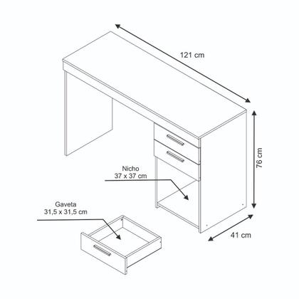 Imagem de Mesa Office 2 Gavetas 51015 Notável