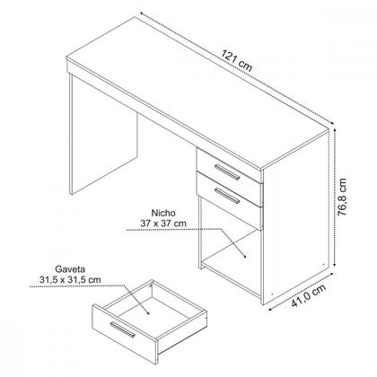 Imagem de Mesa Office 2 Gavetas 51015 Notável