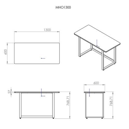 Imagem de Mesa Office Hayonik MHO 1300, Carvalho Berlin, Estilo Industrial, Pés Niveladores e Suporta Peso Máximo de 150 Kg - 72340