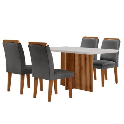 Imagem de Mesa Olímpia 120cm Mdf Canto Copo Com 4 Cadeiras Athenas