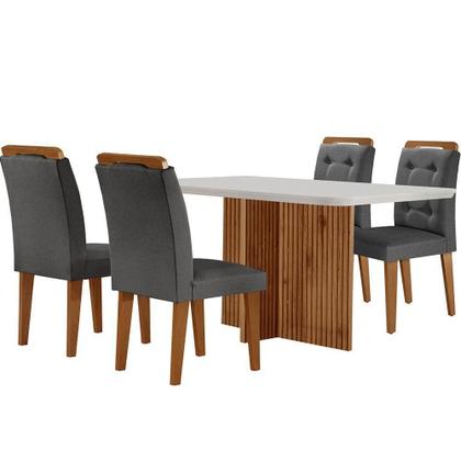 Imagem de Mesa Olímpia 120cm Mdf Canto Copo Com 4 Cadeiras Carol