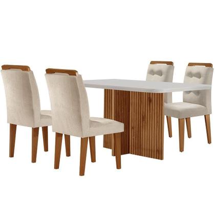 Imagem de Mesa Olímpia 120cm Mdf Canto Copo Com 4 Cadeiras Carol